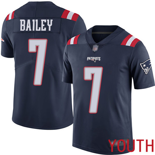 New England Patriots Football #7 Rush Vapor Untouchable Limited Navy Blue Youth Jake Bailey NFL Jersey->youth nfl jersey->Youth Jersey